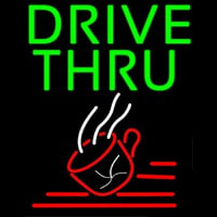 Green Drive Thru With Coffee Neon Sign
