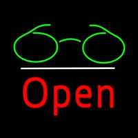 Green Glasses Logo Open White Line Neon Sign