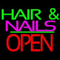Green Hair And Nails Pink Block Open Neon Sign