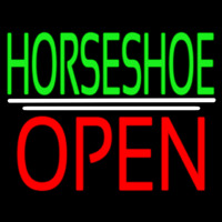 Green Horseshoe Open Neon Sign