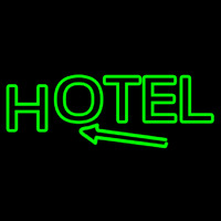 Green Hotel With Arrow Neon Sign