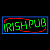 Green Irish Pub With Blue Border Neon Sign
