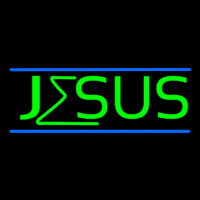 Green Jesus Blue Line Neon Sign