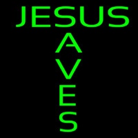 Green Jesus Saves Neon Sign