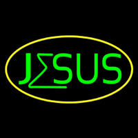 Green Jesus Yellow Border Neon Sign