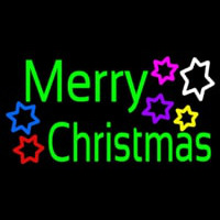 Green Merry Christmas With Multi Color Stars Neon Sign
