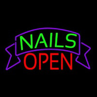 Green Nails Red Open Neon Sign
