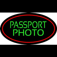 Green Passport Photo Red Oval Neon Sign