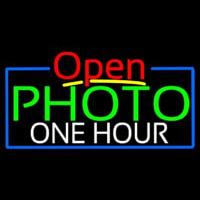 Green Photo One Hour With Open 4 Neon Sign