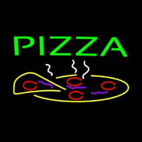 Green Pizza Logo Neon Sign