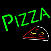 Green Pizza With Slice Neon Sign