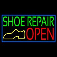 Green Shoe Repair Open With Border Neon Sign