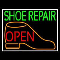 Green Shoe Repair Orange Shoe Open Neon Sign