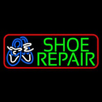 Green Shoe Repair Red Border Neon Sign