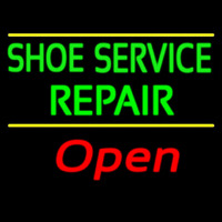 Green Shoe Service Repair Open Neon Sign