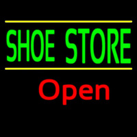 Green Shoe Store Open Neon Sign