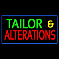 Green Tailor And Red Alteration Blue Border Neon Sign