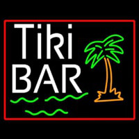 Green Tiki Bar With Palm Tree Neon Sign
