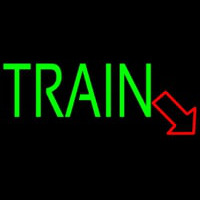 Green Train With Red Arrow Neon Sign