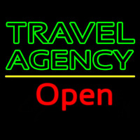Green Travel Agency Open Neon Sign