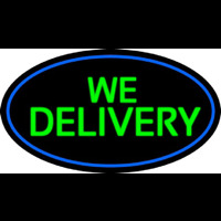 Green We Deliver Oval With Blue Border Neon Sign