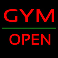 Gym Block Open Green Line Neon Sign