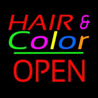 Hair And Color Block Open Green Line Neon Sign