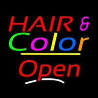 Hair And Color Open Yellow Line Neon Sign