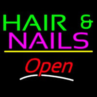 Hair And Nails Open Yellow Line Neon Sign