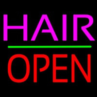 Hair Block Open Green Line Neon Sign