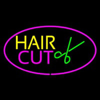 Hair Cut Logo Oval Pink Neon Sign