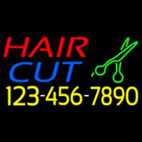 Hair Cut With Number And Scissor Neon Sign