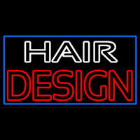 Hair Design With Blue Border Neon Sign