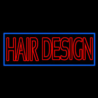 Hair Design With Blue Border Neon Sign