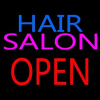 Hair Salon Block Open Neon Sign