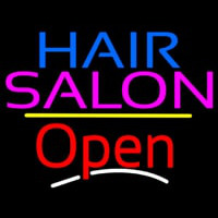 Hair Salon Open Yellow Line Neon Sign