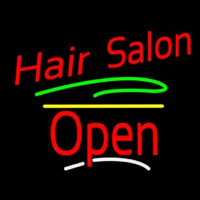 Hair Salon Open Yellow Line Neon Sign