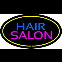 Hair Salon Oval Yellow Neon Sign