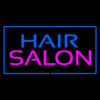 Hair Salon Rectangle Blue Neon Sign