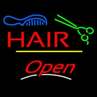 Hair Scissors Comb Open Yellow Line Neon Sign