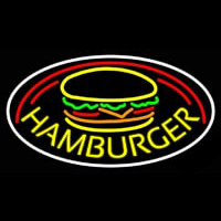 Hamburgers With Logo Oval Neon Sign