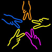 Hands Peace Neon Sign