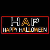 Happy Halloween Block With Red Border Neon Sign