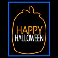 Happy Halloween With Blue Border Neon Sign