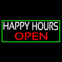 Happy Hours Open With Green Border Neon Sign