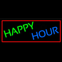 Happy Hours With Red Border Neon Sign