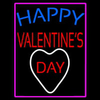 Happy Valentines Day With Pink Border Neon Sign