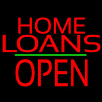 Home Loans Block Open Green Line Neon Sign