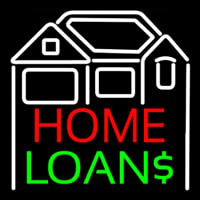 Home Loans With Home Logo Neon Sign