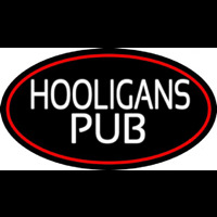 Hooligans Pub Oval With Red Border Neon Sign